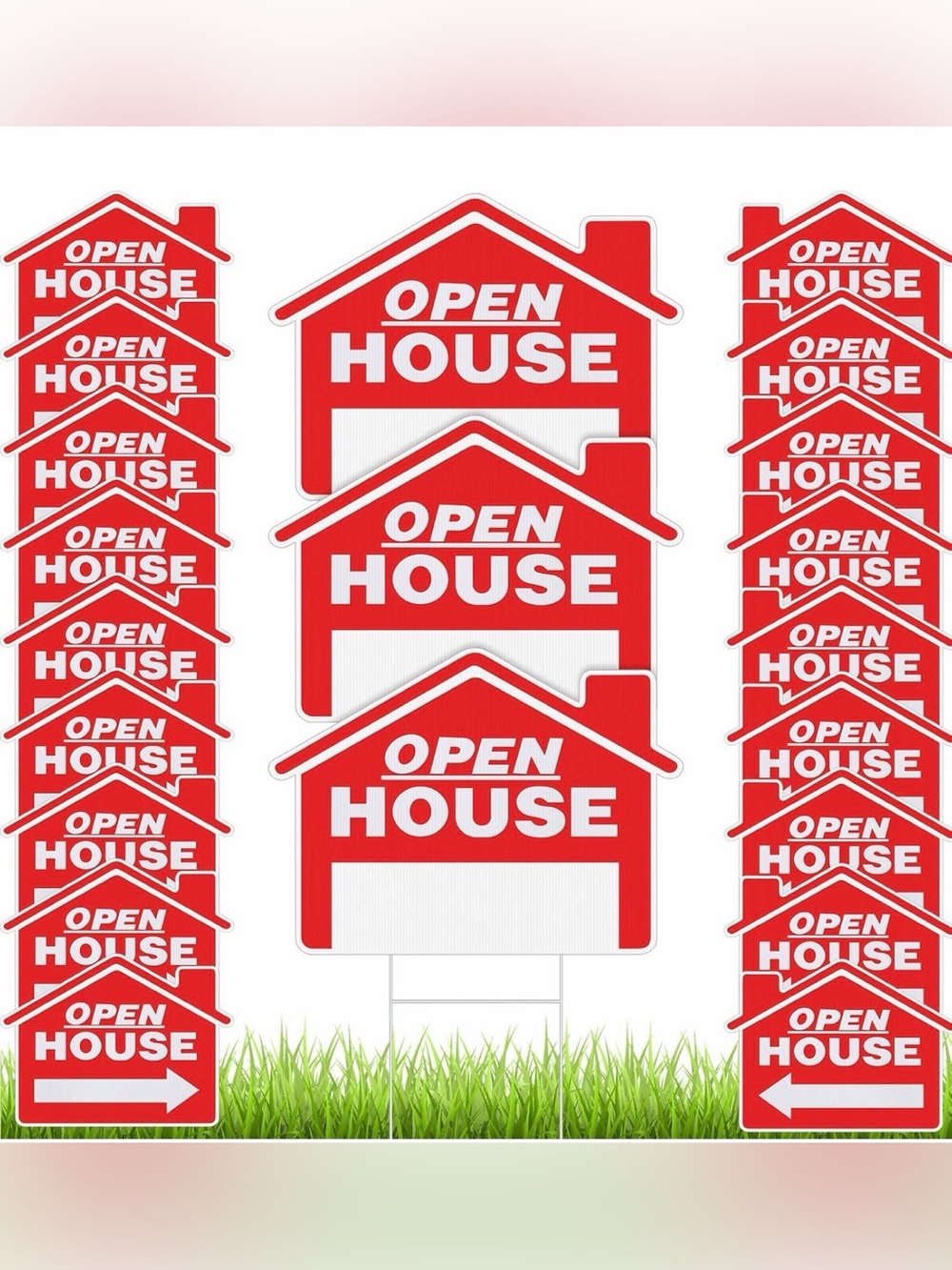 21 Pack Open House Signs, Real Estate 16" x 12" Directional Signs w/ Stakes, Red